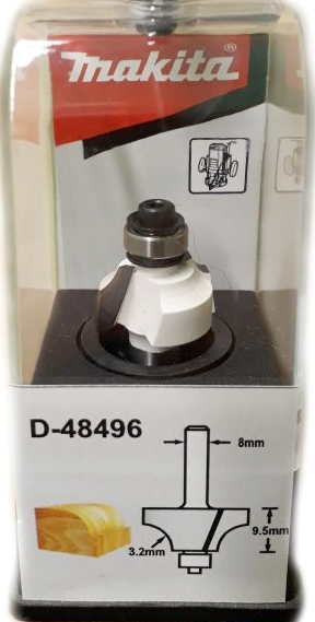 Кромочная калевочная фреза 3.2R, 19х9.5, S8, 2T Makita D-48496