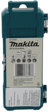 Набор сверл по металлу HSS-G, 2-8 мм, 6 шт Makita D-77241