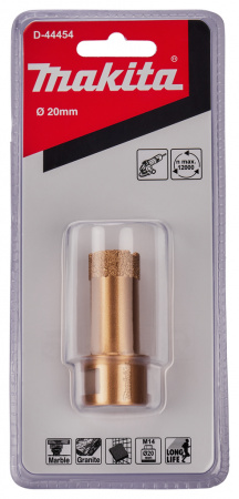 Коронка алмазная M14x2, 20 мм для УШМ Makita D-44454