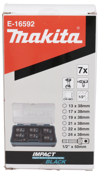 Набор ударных торцовых головок 1/2, 13-24 мм, 7 шт Makita E-16592