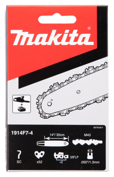 Цепь, длина 35 см / 14, шаг 3/8, паз 1,3 мм, звеньев 52, 91PX Makita 1914F7-4