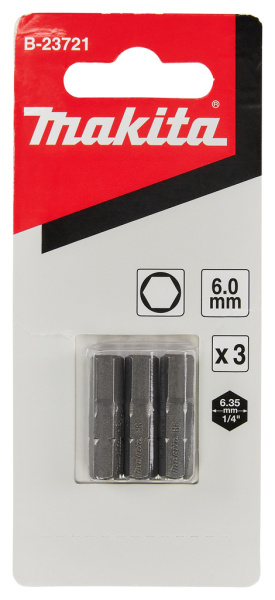 Насадка HEX6.0, 25 мм, C-form, 3 шт Makita B-23721