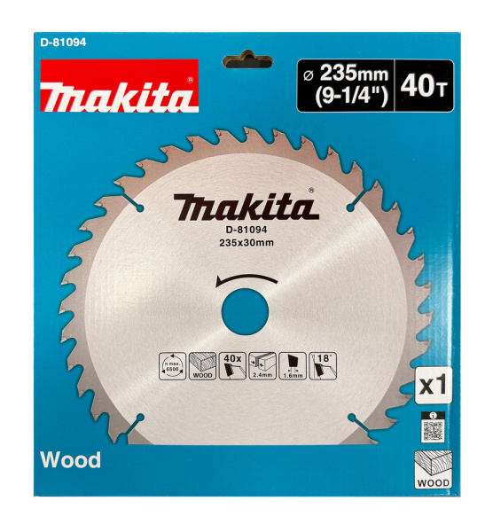 Пильный диск по дереву 235x30x2.4, 40T, 18G Makita D-81094