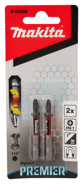 Насадка Impact Premier PH1, 50 мм, E-form (MZ), 2 шт. Makita E-03268