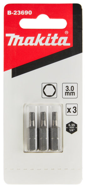 Насадка HEX3.0, 25 мм, C-form, 3 шт Makita B-23690