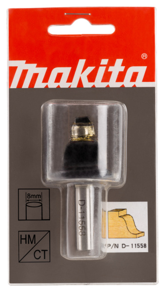 Кромочная калевочная фреза 6.35R, 34.9х16.6, S8, 2T Makita D-11558
