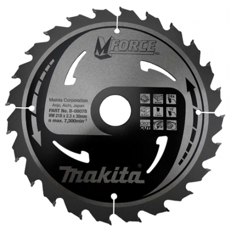Диск для дерева M-Force 210x2.3x30, 24T Makita B-08078
