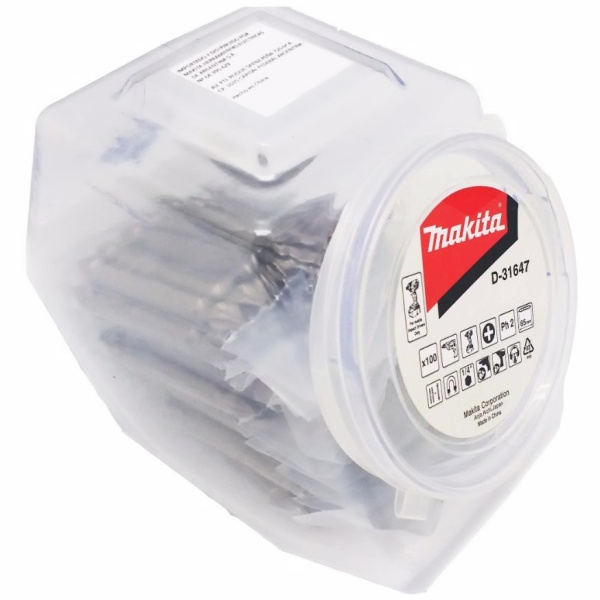 Насадка двусторонняя PH2, 65 мм, E-form (MZ), 100 шт, банка Makita D-31647