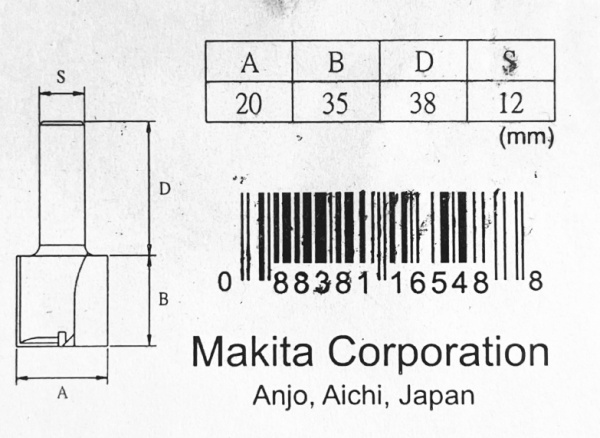 Фреза пазовая 20х35, S12, 2T Makita D-10447