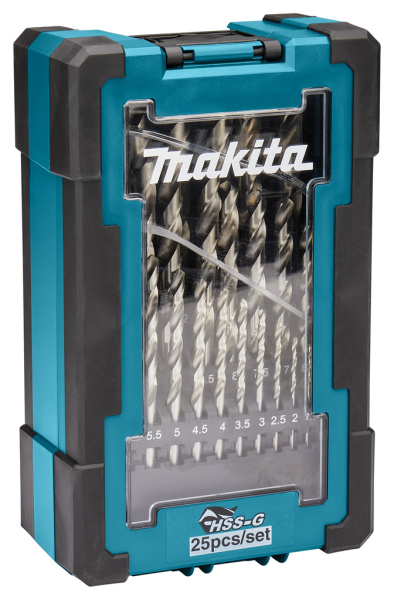 Набор сверл по металлу HSS-G (1-13 мм,  шаг 0.5 мм) 25 шт Makita D-67555