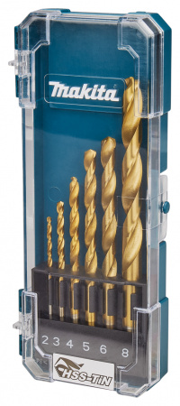 Набор сверл по металлу HSS-TiN, 2-8 мм, 6 шт Makita D-72833