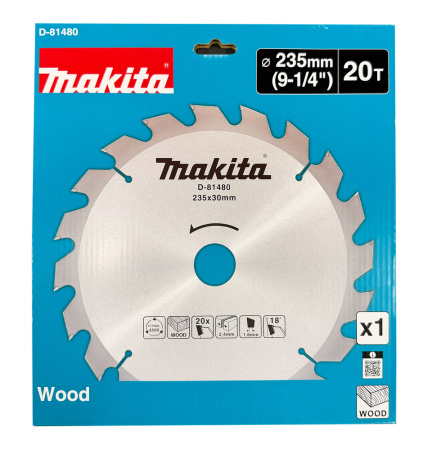 Диск пильный для дерева 235x30/25x2.4, 20T, 18G Makita D-81480