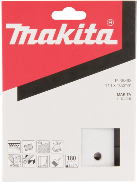 Шлифовальная бумага 114х102 мм, K180, 10 шт Makita P-35863