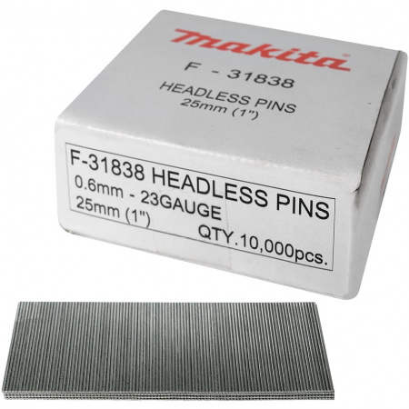 Штифты стальные 23AWG, 25х0.6х0.6 мм, 10000 шт. Makita F-31838