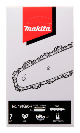 Цепь, длина 11.5 см/4.3, шаг 1/4, паз 1.3 мм, звеньев 42, 25AP Makita 191G95-7