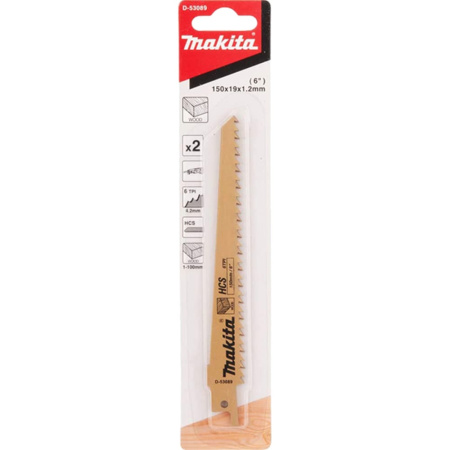 Сабельное полотно по дереву 150 мм, 2 шт Makita D-53089