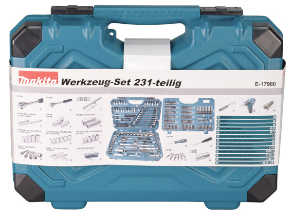 Набор ручного инструмента 231 шт. Makita E-17980