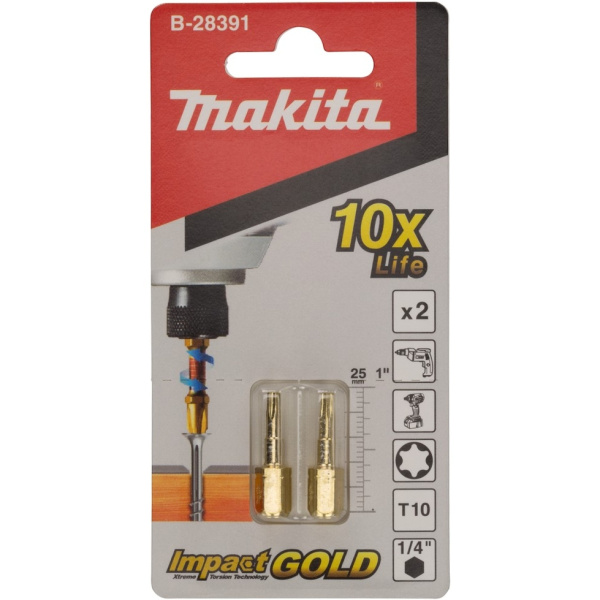 Насадка Impact Gold T10, 25 мм, C-form, 2 шт Makita B-28391