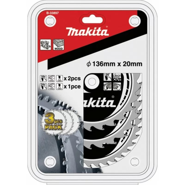Диск для дерева 136x20 мм, 3 шт Makita B-33897
