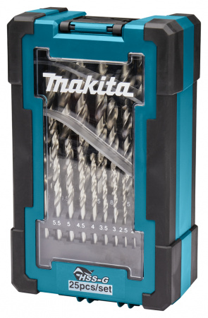 Набор сверл по металлу HSS-G (1-13 мм,  шаг 0.5 мм) 25 шт Makita D-67555