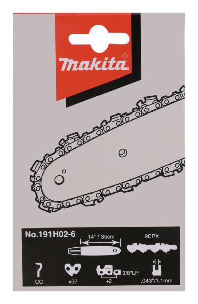 Цепь, длина 35 см/14, шаг 3/8, паз 1.1 мм, 52 звена, 90PX Makita 191H02-6