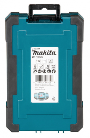Набор сверл по металлу HSS-TiN (1-10 мм, шаг 0.5 мм) 19 шт Makita D-72229