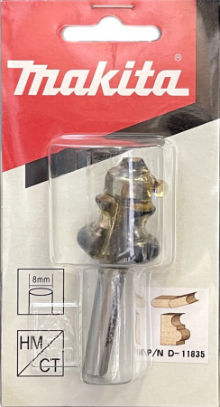 Фреза кромочная фигурная 3.175R, 25.6х15.88, S8, 2T Makita D-11835