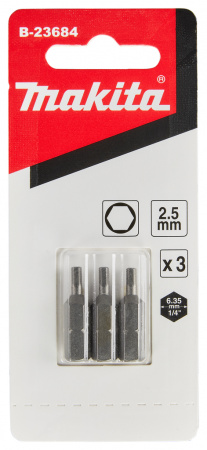 Насадка HEX2.5, 25 мм, C-form, 3 шт Makita B-23684