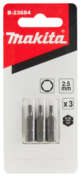 Насадка HEX2.5, 25 мм, C-form, 3 шт Makita B-23684