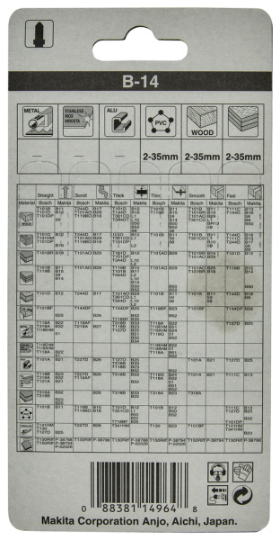Лобзиковая пилка для дерева, 75 мм, 18TPI, 5 шт. Makita A-85662
