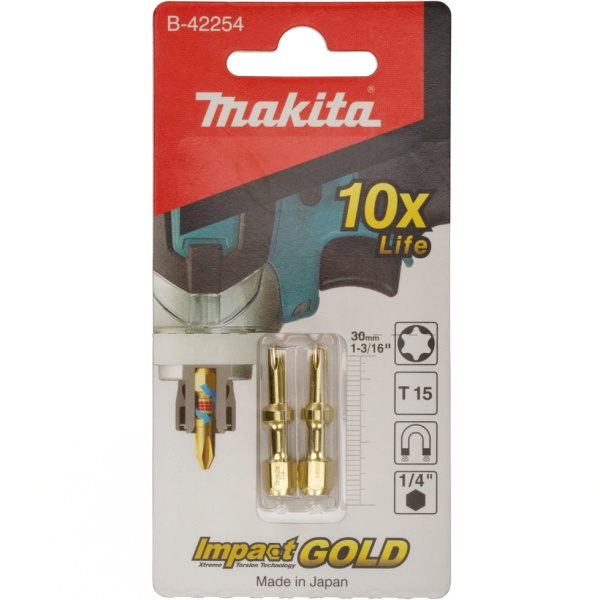 Насадка Impact Gold ShorTon T15, 30 мм, E-form (MZ), 2 шт Makita B-42254