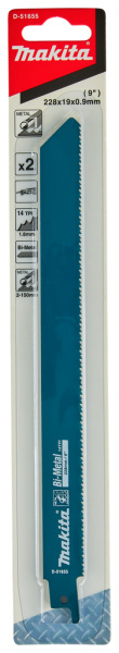 Сабельное полотно для стали, 228 мм, 2 шт. Makita D-51655