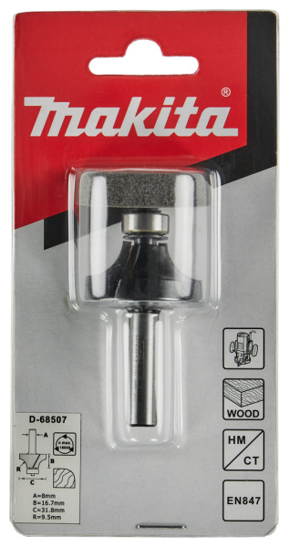 Кромочная калевочная фреза 9.5R, 31.8х16.7, S8, 2T Makita D-68507