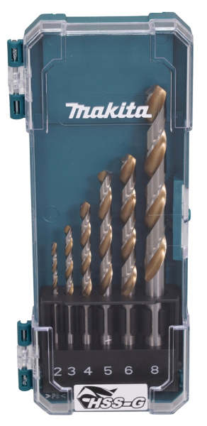 Набор сверл по металлу HSS-G, 2-8 мм, 6 шт Makita D-77241