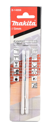 Сверло универсальное 5х50х100, 1/4 E-form Makita E-14956