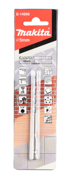 Сверло универсальное 5х50х100, 1/4 E-form Makita E-14956