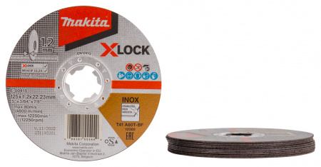 Абразивный отрезной диск X-LOCK для стали А60T, 125х1.2х22.23  Makita E-00418