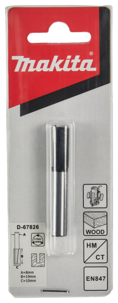 Фреза пазовая 10х19, S8, 2T Makita D-67826