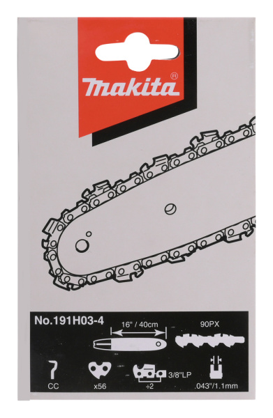 Цепь, длина 40 см/16, шаг 3/8, паз 1.1 мм, 90PX, 56 звеньев Makita 191H03-4